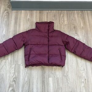Alo Gold Rush Puffer, Size S, Burgundy